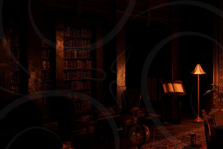 Dark Victorian Library Background