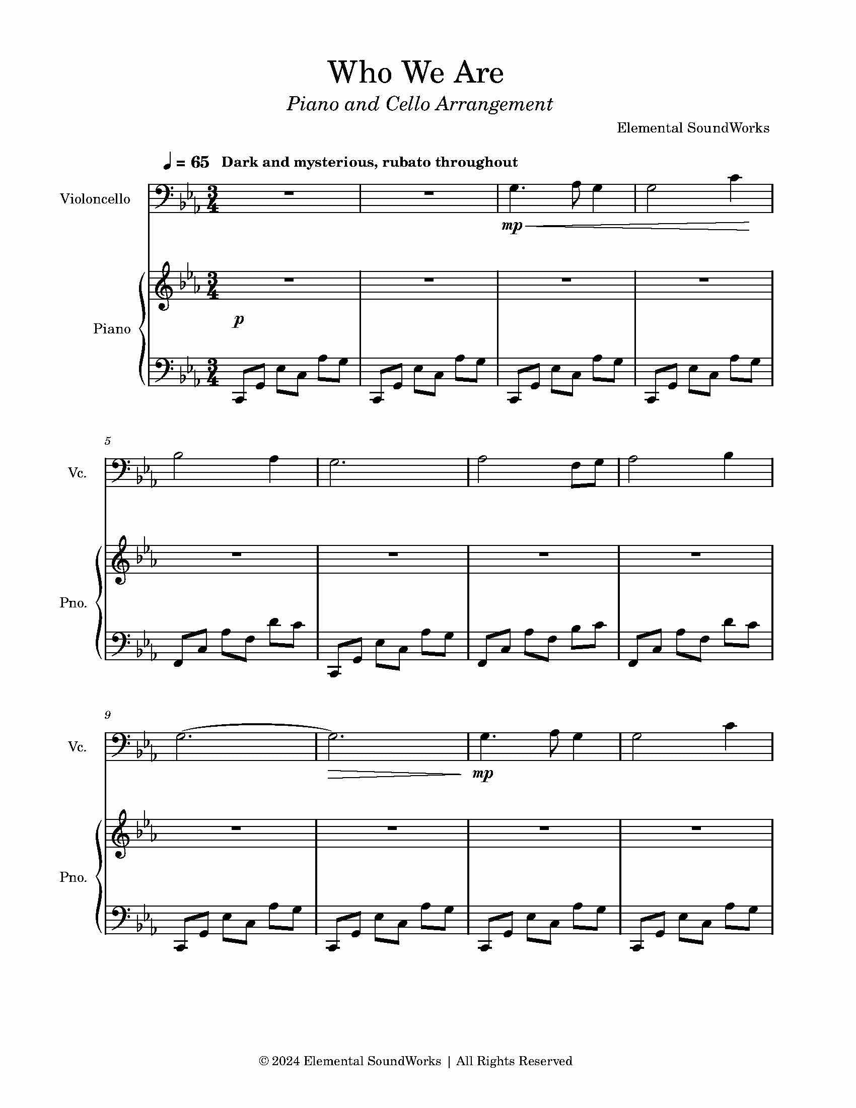 "Who We Are" Sheet Music - Piano and Cello Arrangement
