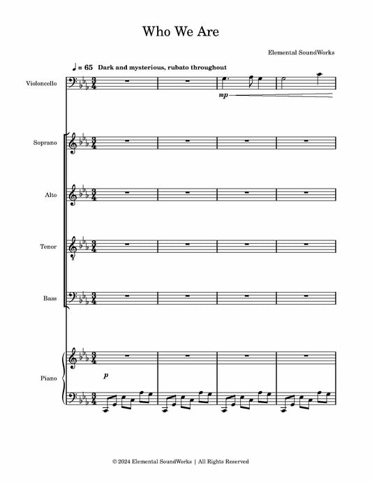 "Who We Are" Sheet Music - For Piano, Cello, and Choir